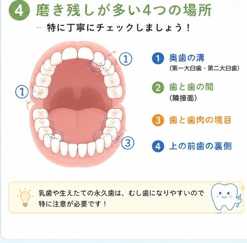 ④磨き残しが多い4つの場所
